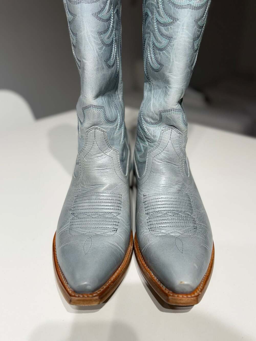 Tecovas The Annie Slate Blue Leather Tall Western Cowboy Boots Sz 8.5B - Picture 4 of 12